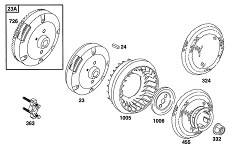 Flywheels, Fans, Screens Diagram and Parts List for 161432-0126-XX  Briggs and Stratton Engine